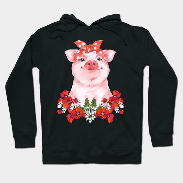 Pig Flower Hoodie by heryes store